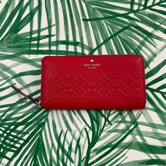 Kate Spade Neda Wallet Flynn Street Stitched Leather Prikly Pear - Picture 1 of 10